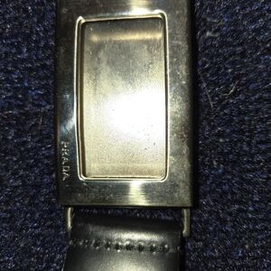 Prada Black Leather Belt with Silver Buckle